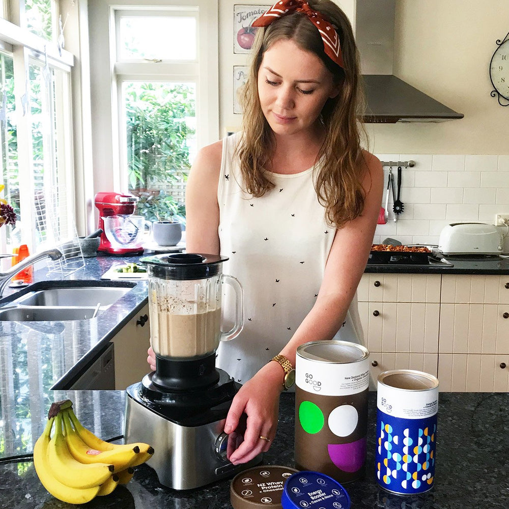 Broghan preparing her chocolate and almond thick shake.