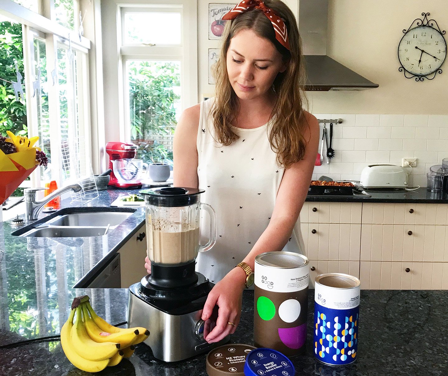 Broghan preparing her chocolate and almond thick shake.